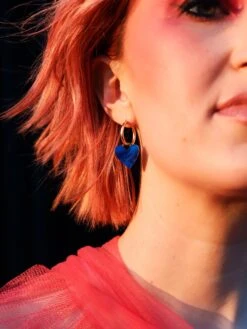 Wolf & Moon Jessie Hoops In Dark Blue -Wolf & Moon jessie hoops blue model 3