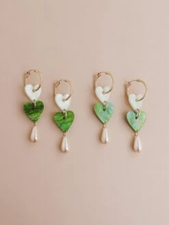 Wolf & Moon Jessie Drop Hoops In Moss -Wolf & Moon jessie hoops moss lifestyle 5