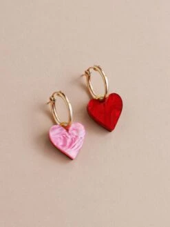 Wolf & Moon Jessie Hoops In Pink/Red -Wolf & Moon jessie hoops redpink lifestyle 3