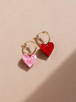 Wolf & Moon Jessie Hoops In Pink/Red -Wolf & Moon jessie hoops redpink lifestyle 4