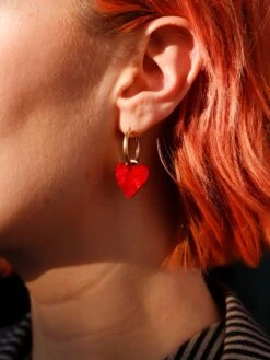 Wolf & Moon Jessie Hoops In Pink/Red -Wolf & Moon jessie hoops redpink model 5