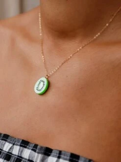 Wolf & Moon Kiwi Necklace -Wolf & Moon kiwi necklace model 1