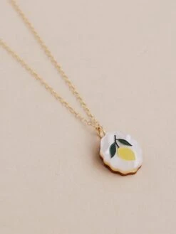 Wolf & Moon Lemon Charm Necklace -Wolf & Moon lemon charm necklace lifestyle 2