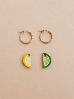 Wolf & Moon Mini Lemon & Lime Slice Hoops -Wolf & Moon lemon lime hoops lifestyle 2