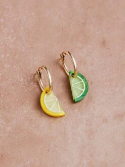 Wolf & Moon Mini Lemon & Lime Slice Hoops -Wolf & Moon lemon lime hoops lifestyle 4
