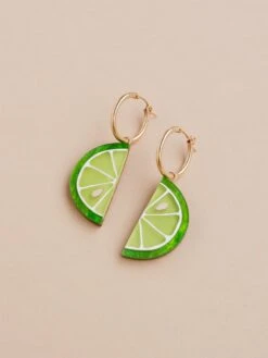 Wolf & Moon Lime Slice Hoops -Wolf & Moon lime slice hoops lifestyle 1