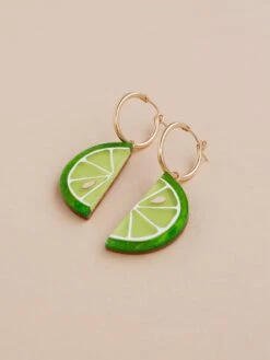 Wolf & Moon Lime Slice Hoops -Wolf & Moon lime slice hoops lifestyle 2