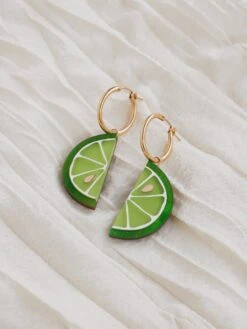 Wolf & Moon Lime Slice Hoops