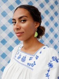 Wolf & Moon Lime Slice Hoops -Wolf & Moon lime slice hoops model 4