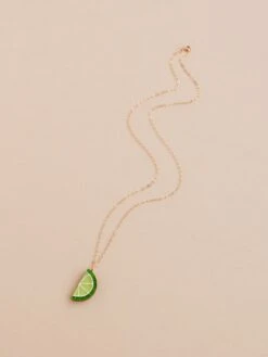 Wolf & Moon Lime Slice Necklace -Wolf & Moon lime slice necklace lifestyle 3