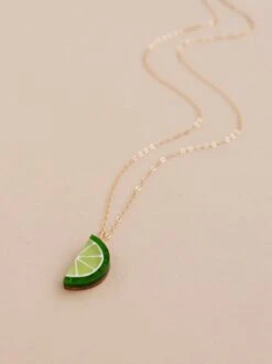 Wolf & Moon Lime Slice Necklace -Wolf & Moon lime slice necklace lifestyle 4