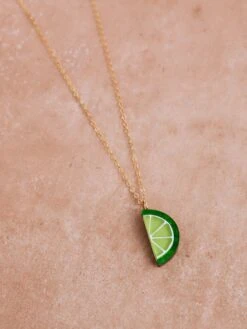 Wolf & Moon Lime Slice Necklace -Wolf & Moon lime slice necklace lifestyle 5