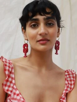 Wolf & Moon Statement Lobster Hoops 16 Wolf & Moon Statement Lobster Hoops -Wolf & Moon lobster statement hoops model 2