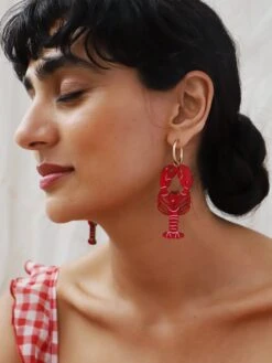 Wolf & Moon Statement Lobster Hoops 15 Wolf & Moon Statement Lobster Hoops -Wolf & Moon lobster statement hoops model 3