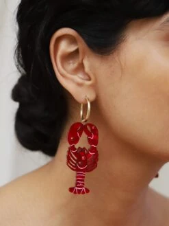 Wolf & Moon Statement Lobster Hoops 14 Wolf & Moon Statement Lobster Hoops -Wolf & Moon lobster statement hoops model 4