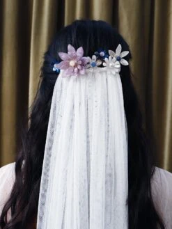 Wolf & Moon Meadow Comb Set In Lilac/Blue -Wolf & Moon meadow comb set lilac blue model 2