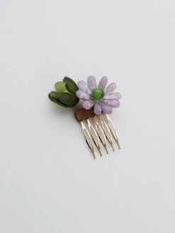 Wolf & Moon Double Daisy Hair Comb 21 Wolf & Moon Double Daisy Hair Comb -Wolf & Moon meadow hair slide double daisy green lilac 1