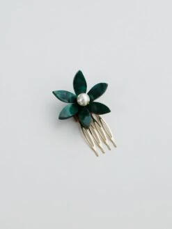 Wolf & Moon Lily Hair Comb -Wolf & Moon meadow hair slide lily green 1