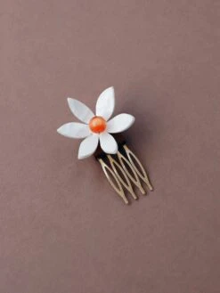 Wolf & Moon Lily Hair Comb -Wolf & Moon meadow hair slide lily white orange 1