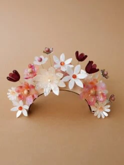Wolf & Moon Meadow Headpiece In Dusky Pink