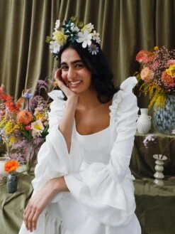 Wolf & Moon Meadow Headpiece In Green -Wolf & Moon meadow headpiece green model 3