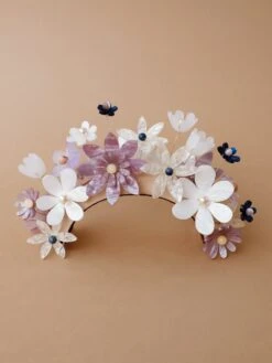 Wolf & Moon Meadow Headpiece In Lilac/Blue