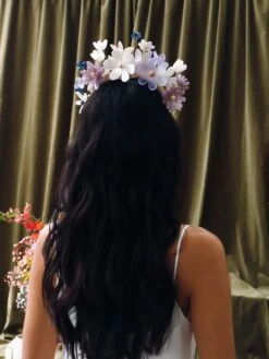 Wolf & Moon Meadow Headpiece In Lilac/Blue -Wolf & Moon meadow headpiece lilac blue model 4