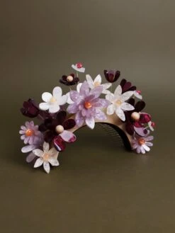 Wolf & Moon Meadow Headpiece In Lilac/Cherry -Wolf & Moon meadow headpiece lilac cherry lifestyle 2