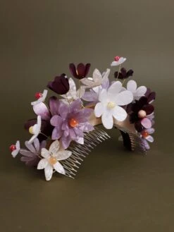 Wolf & Moon Meadow Headpiece In Lilac/Cherry -Wolf & Moon meadow headpiece lilac cherry lifestyle 3