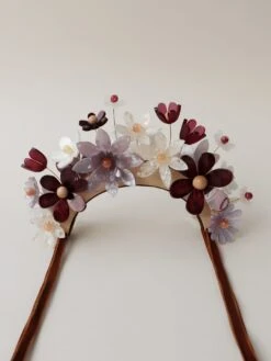 Wolf & Moon Meadow Headpiece In Lilac/Cherry -Wolf & Moon meadow headpiece lilac cherry lifestyle whitebkg 1