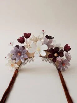 Wolf & Moon Meadow Headpiece In Lilac/Cherry -Wolf & Moon meadow headpiece lilac cherry lifestyle whitebkg 2
