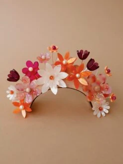Wolf & Moon Meadow Headpiece In Pink/Orange