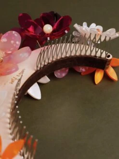 Wolf & Moon Meadow Headpiece In Pink/Orange -Wolf & Moon meadow headpiece orange pink lifestyle 4