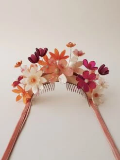 Wolf & Moon Meadow Headpiece In Pink/Orange -Wolf & Moon meadow headpiece pink orange lifestyle whitebkg 2