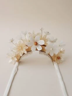 Wolf & Moon Meadow Headpiece In White -Wolf & Moon meadow headpiece white lifestyle whitebkg 2