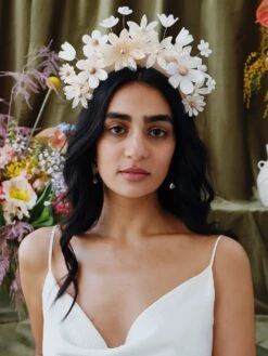 Wolf & Moon Meadow Headpiece In White -Wolf & Moon meadow headpiece white model 1