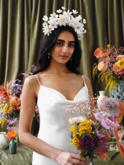 Wolf & Moon Meadow Headpiece In White -Wolf & Moon meadow headpiece white model 4