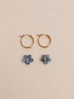 Wolf & Moon Mini Nina Hoops In Ocean -Wolf & Moon mini nina hoops ocean lifestyle 3