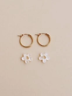 Wolf & Moon Mini Nina Hoops In Off-White -Wolf & Moon mini nina hoops offwhite lifestyle 3