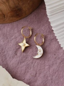 Wolf & Moon Starry Night Hoops Set -Wolf & Moon moon and star hoops lifestyle 1 1500 1636a362 ed65 49bd 907d 7a94dd65aa6f
