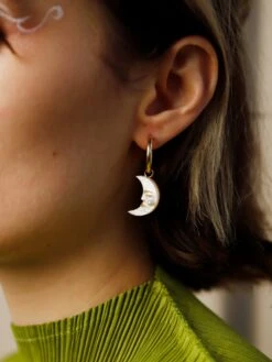 Wolf & Moon Sun & Moon Hoops -Wolf & Moon moon hoops model 2