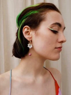 Wolf & Moon Nina Charm Hoops In Raspberry Crush -Wolf & Moon nina charm hoops offwhite model 1 d9a22d97 533c 47f4 8826 3cfaa06549c5