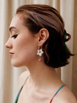 Wolf & Moon Nina Charm Hoops In Raspberry Crush -Wolf & Moon nina charm hoops offwhite model 3 1bcbdcc0 fa9f 45a8 93a1 c80de84c18e7