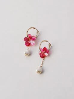 Wolf & Moon Nina Charm Hoops In Raspberry Crush -Wolf & Moon nina charm hoops pink recycled side hd