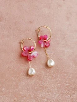 Wolf & Moon Nina Charm Hoops In Raspberry Crush -Wolf & Moon nina charm hoops raspberry 3