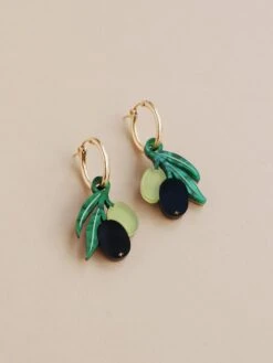 Wolf & Moon Olive Hoops