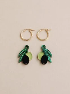 Wolf & Moon Olive Hoops -Wolf & Moon olive hoops lifestyle 3