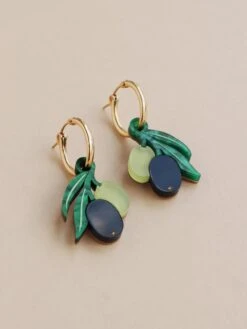 Wolf & Moon Olive Hoops -Wolf & Moon olive hoops lifestyle 4