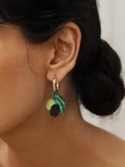 Wolf & Moon Olive Hoops -Wolf & Moon olive hoops model 4