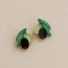 Wolf & Moon Olive Studs -Wolf & Moon olive studs lifestyle 2